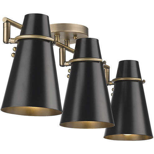 Reeva 3 Light 29 inch Modern Brass Semi-Flush Ceiling Light